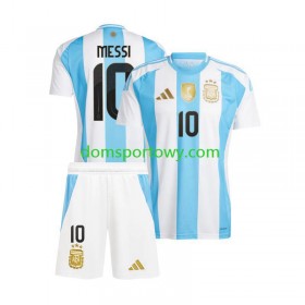 Koszulka Argentyna Lionel Messi 10 Dziecięcy Domowe Koszulki Piłkarskie Copa America 2024 Krótki Rękaw